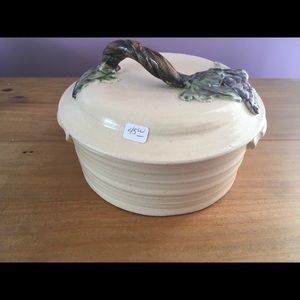 Hand Crafted, Hand Painted Pottery Bean Crock